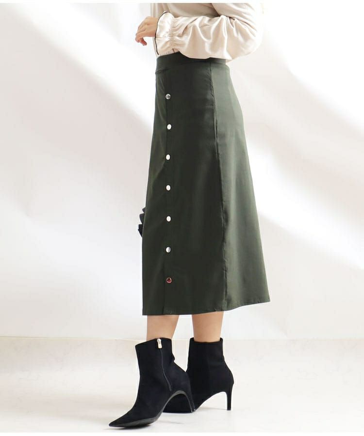 大きいサイズ レディース ハイパーストレッチサイドボタンタイトスカート　jp377x