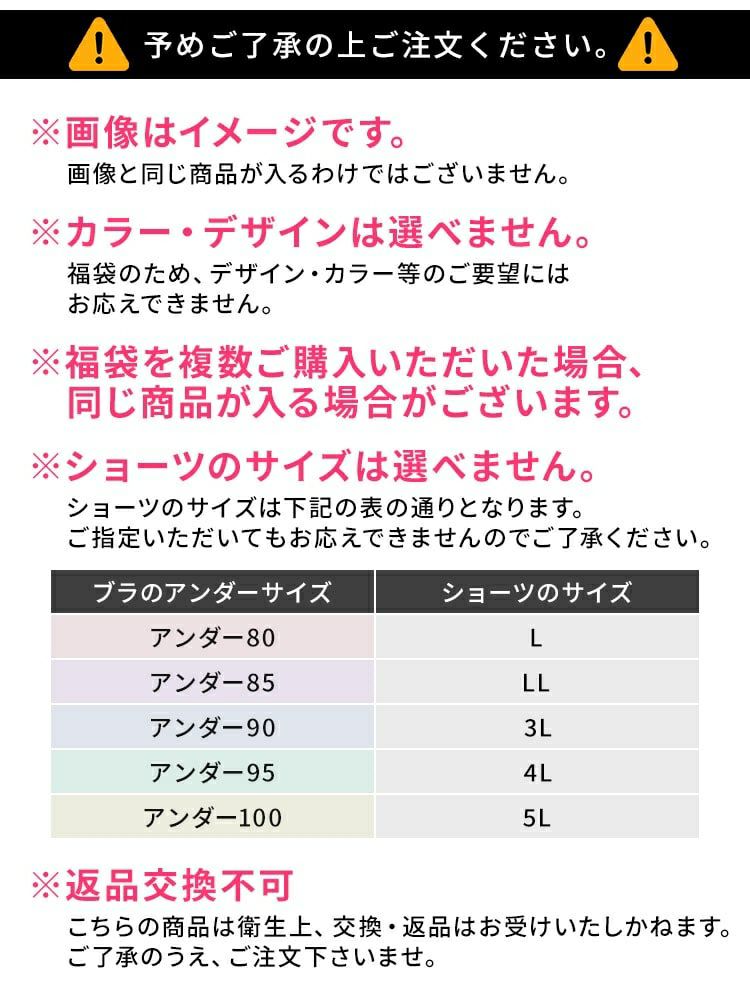 大きいサイズ レディース 大きいサイズ3点下着福袋ブラ＆ショーツセット　nimaf-x003