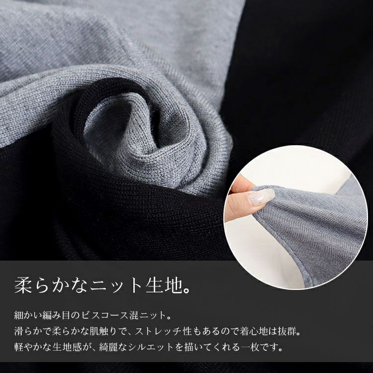 大きいサイズ レディース バイカラーVネックニットワンピース　gold878