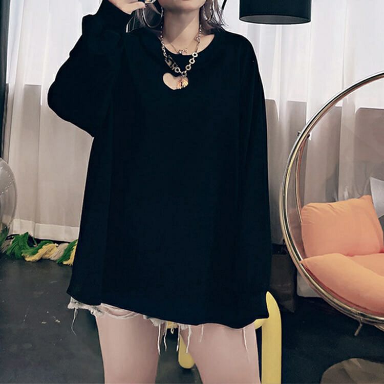 大きいサイズ レディース 胸元ハートくり抜きプルオーバー　goldy-840 【メール便可】