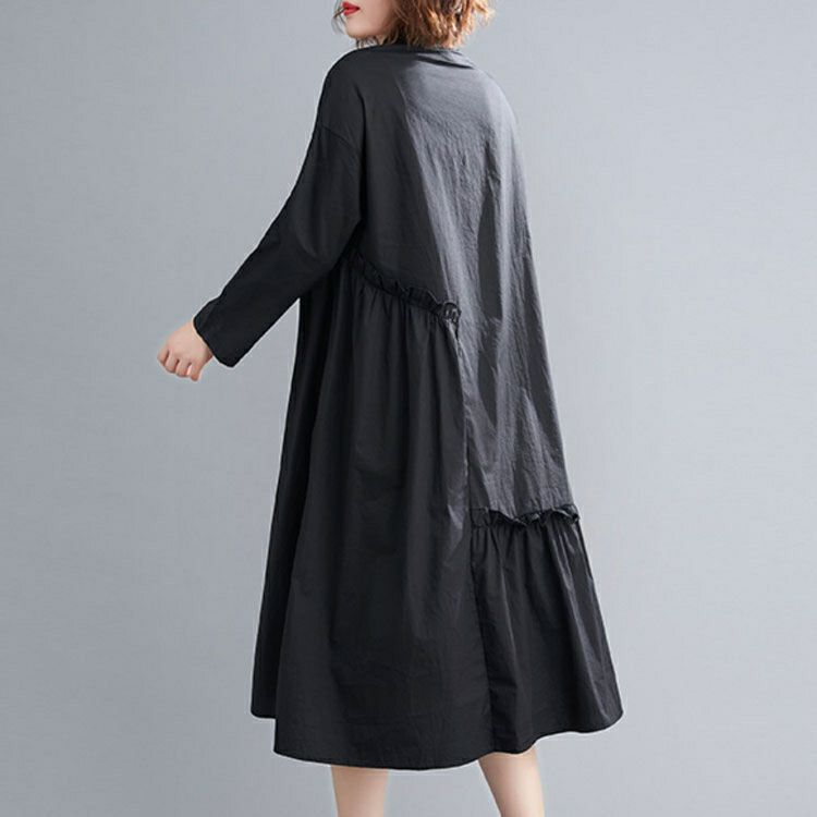 大きいサイズ レディース 花刺繍切替えシャツワンピース　goldy-878