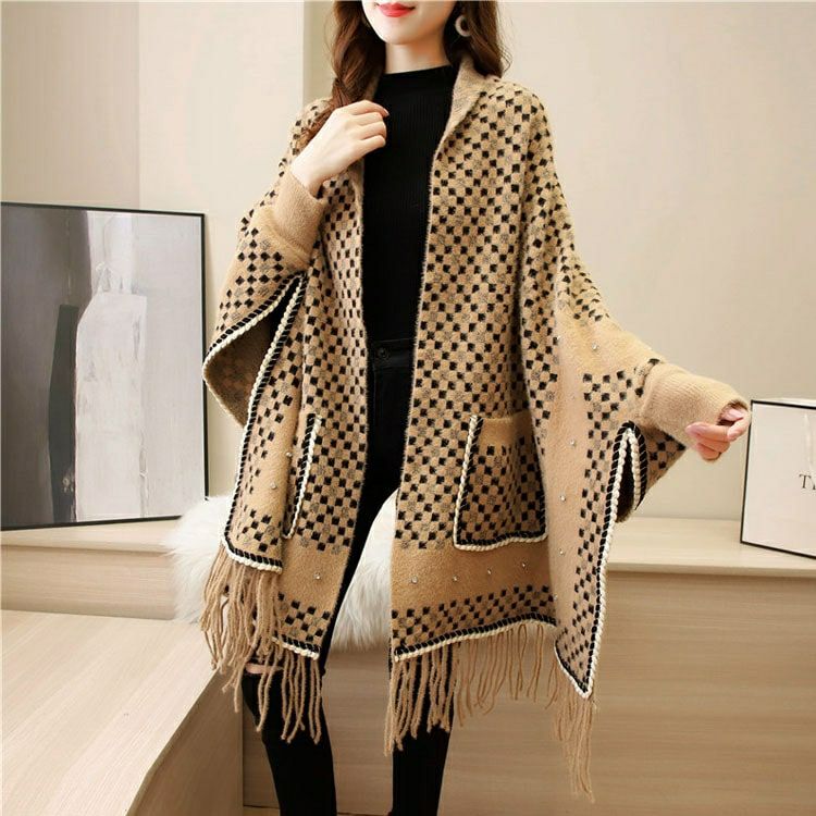 大きいサイズ レディース ストール風ニットカーディガン goldy-893