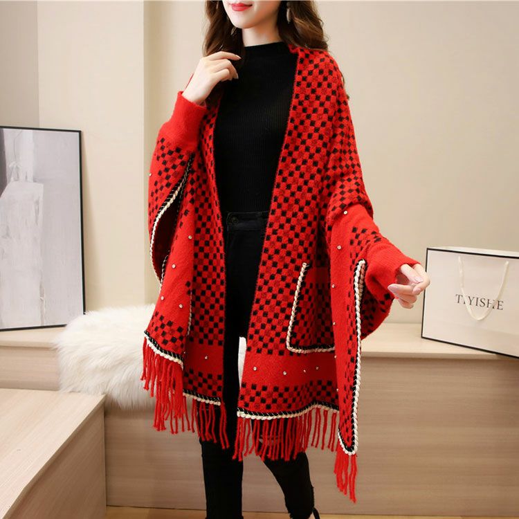 大きいサイズ レディース ストール風ニットカーディガン goldy-893