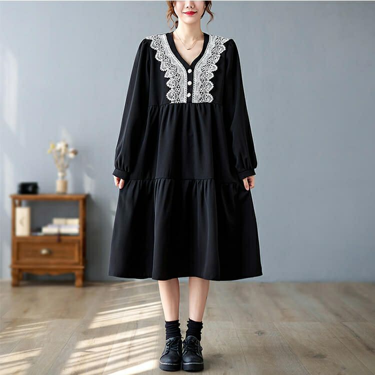 大きいサイズ レディース ホワイトレースティアードワンピース　goldy-894