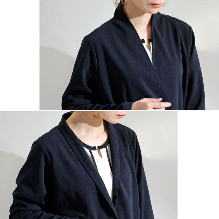 大きいサイズ レディース ストレッチカットソーシングルノーカラージャケット　maru-6489