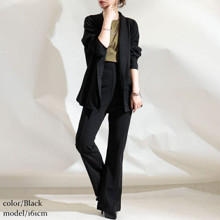 大きいサイズ レディース ストレッチカットソーシングルノーカラージャケット　maru-6489