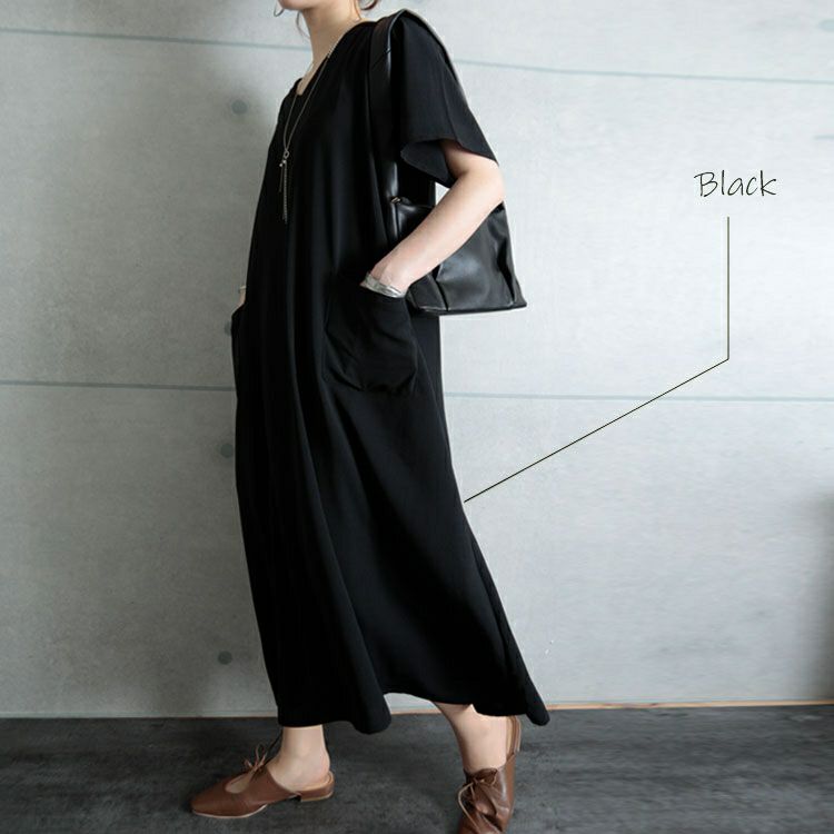 大きいサイズ レディース 麻調ツイルロングワンピース　bai-0096