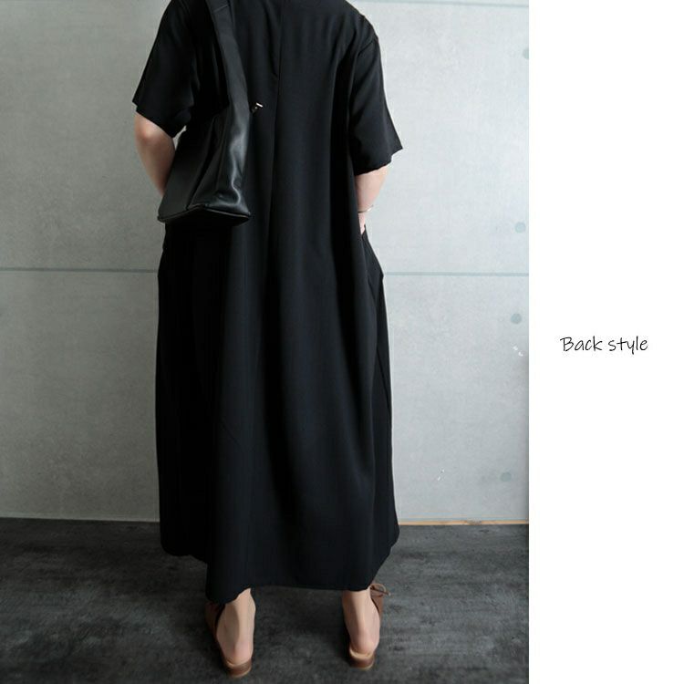 大きいサイズ レディース 麻調ツイルロングワンピース　bai-0096