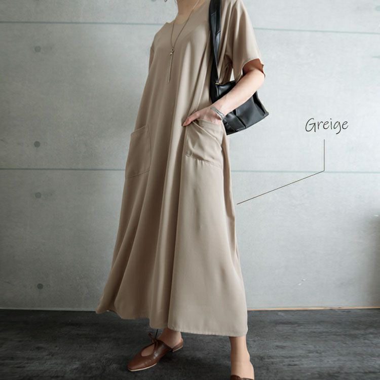 大きいサイズ レディース 麻調ツイルロングワンピース　bai-0096