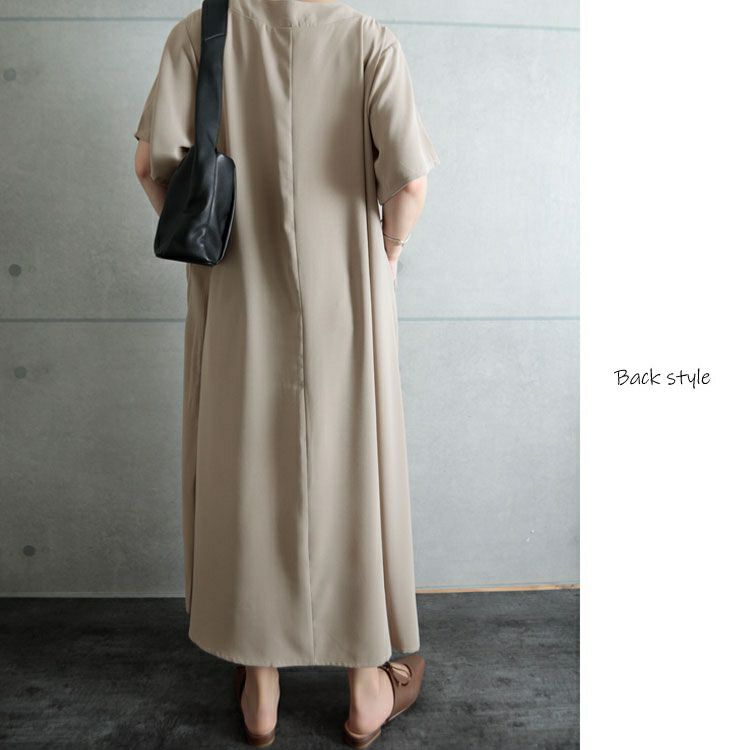 大きいサイズ レディース 麻調ツイルロングワンピース　bai-0096