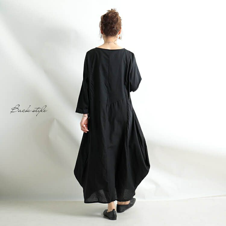 大きいサイズ レディース コクーンシルエットコットンワンピース　goldy-902 【メール便可】