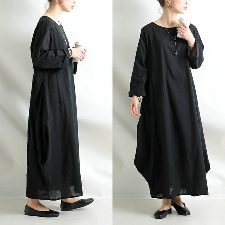 大きいサイズ レディース コクーンシルエットコットンワンピース　goldy-902 【メール便可】