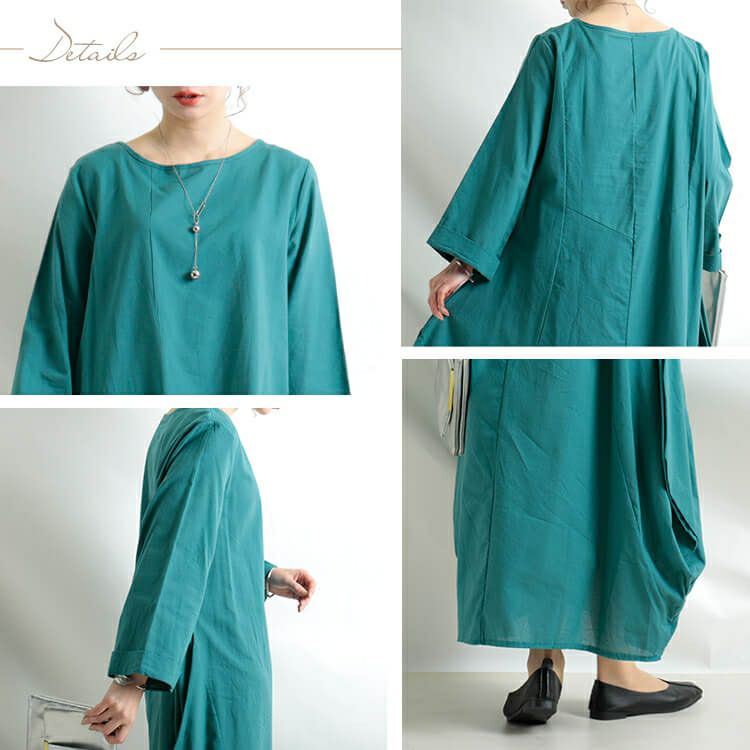 大きいサイズ レディース コクーンシルエットコットンワンピース　goldy-902 【メール便可】