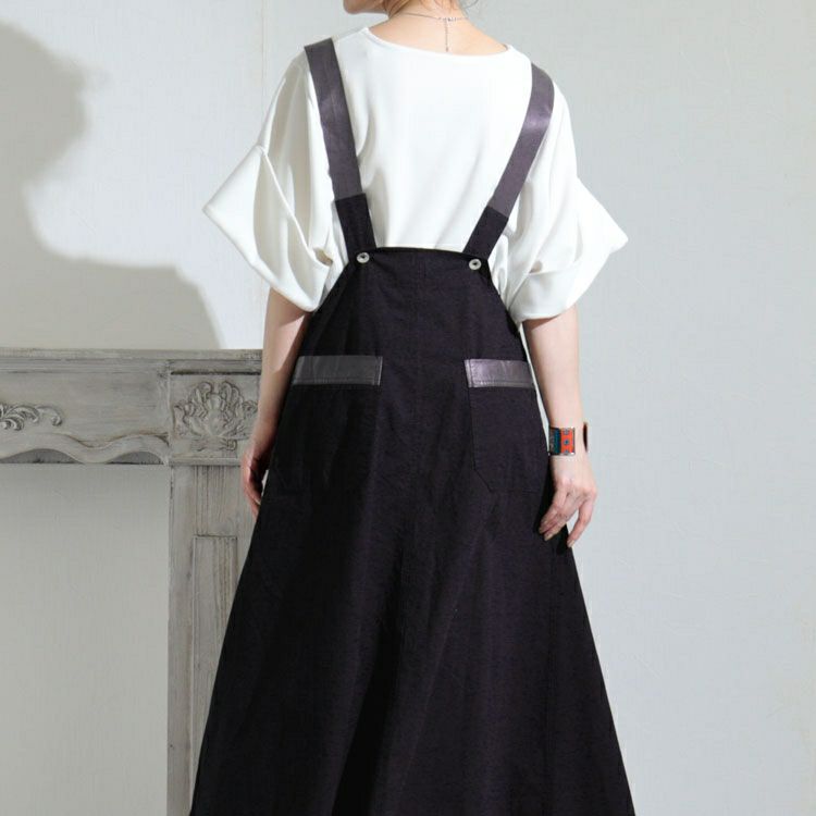 大きいサイズ レディース 肩紐フェイクレザーサロペットワンピース　sw-0441