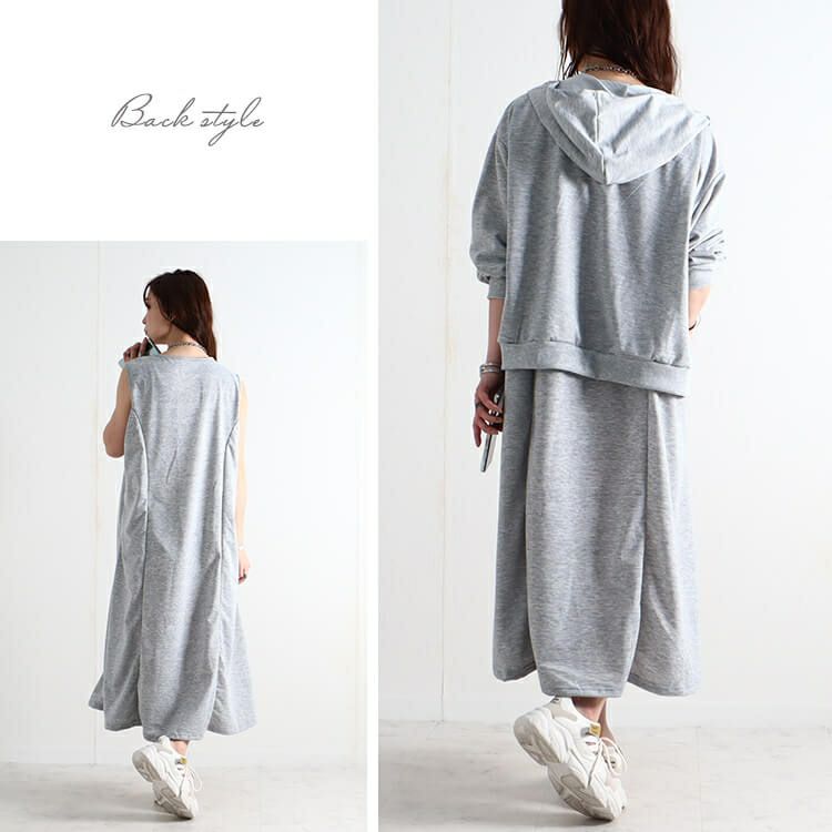 大きいサイズ レディース パーカー＆ノースリーブワンピースセット　goldy-919