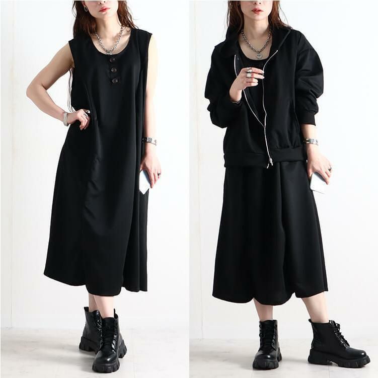 大きいサイズ レディース パーカー＆ノースリーブワンピースセット