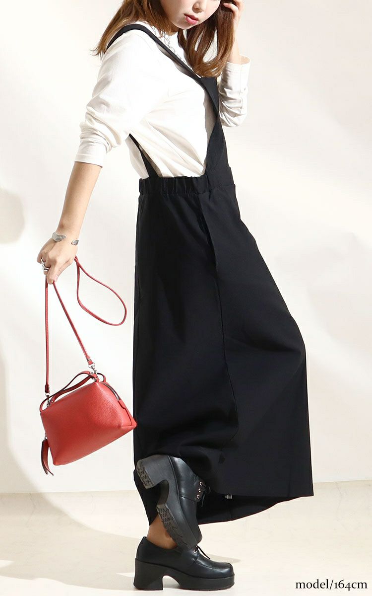 大きいサイズ レディース ストレッチツイルロングジャンパースカート