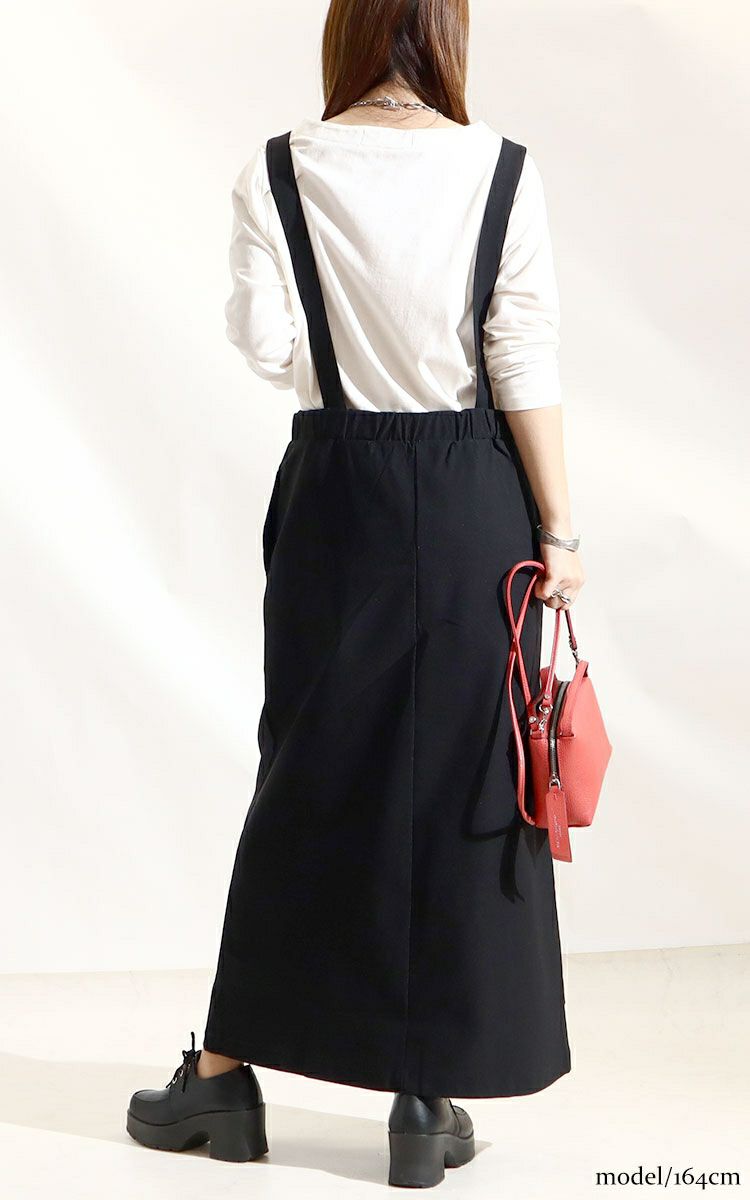 大きいサイズ レディース ストレッチツイルロングジャンパースカート　maru-6488