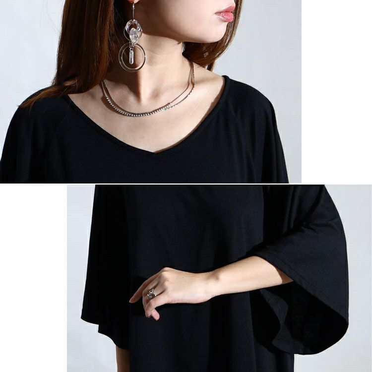 大きいサイズ レディース カットソーティアードワンピース　fem-216