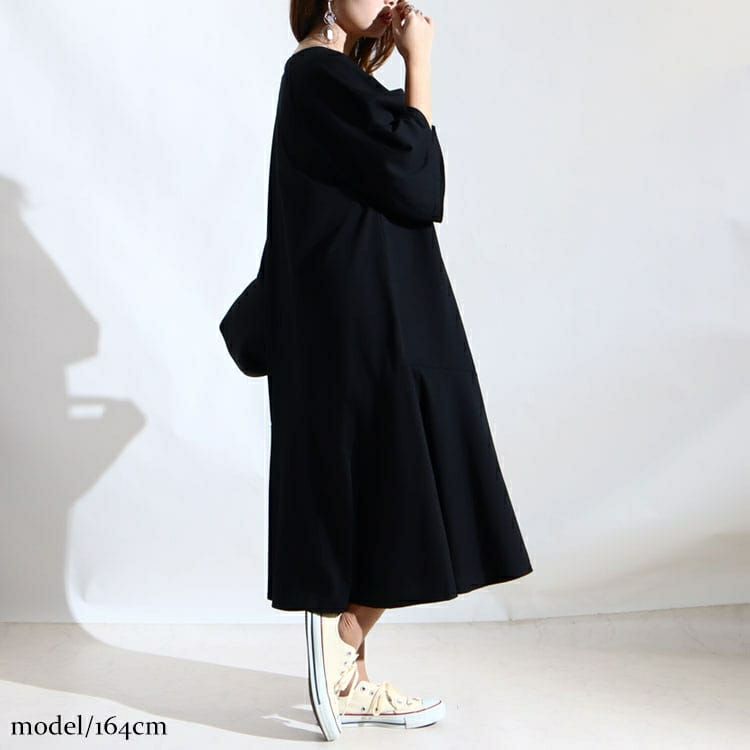 大きいサイズ レディース カットソーティアードワンピース　fem-216