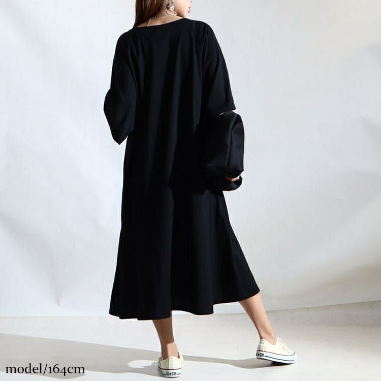 大きいサイズ レディース カットソーティアードワンピース　fem-216