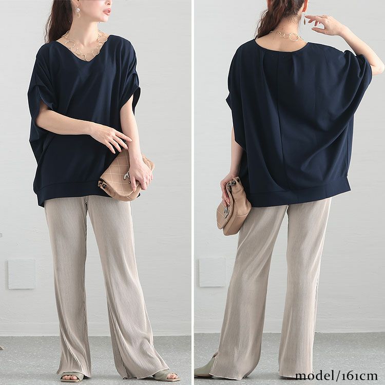 大きいサイズ レディース 接触冷感＆UVカット肩タックドルマンプルオーバー　mncut-122106