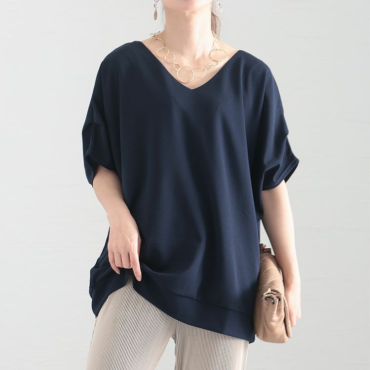 大きいサイズ レディース 接触冷感＆UVカット肩タックドルマンプルオーバー　mncut-122106