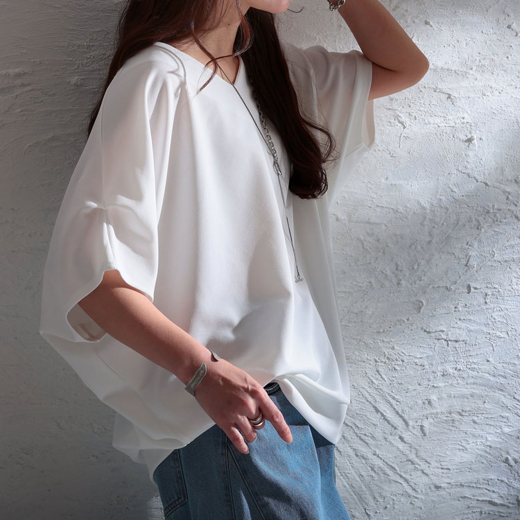 大きいサイズ レディース 接触冷感＆UVカット肩タックドルマンプルオーバー　mncut-122106