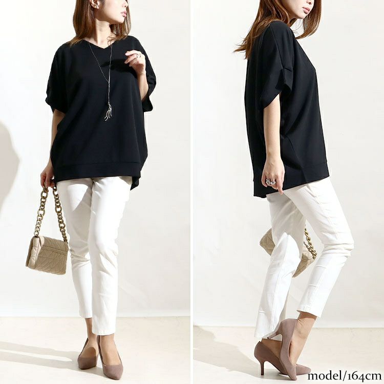 大きいサイズ レディース 接触冷感＆UVカット肩タックドルマンプルオーバー　mncut-122106