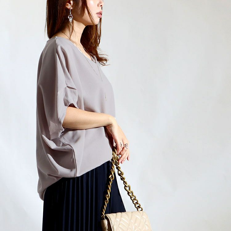 大きいサイズ レディース 接触冷感＆UVカット肩タックドルマンプルオーバー　mncut-122106