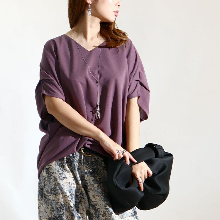 大きいサイズ レディース 接触冷感＆UVカット肩タックドルマンプルオーバー　mncut-122106