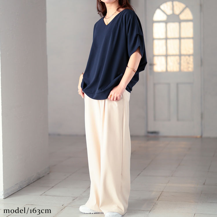 大きいサイズ レディース 接触冷感＆UVカット肩タックドルマンプルオーバー　mncut-122106