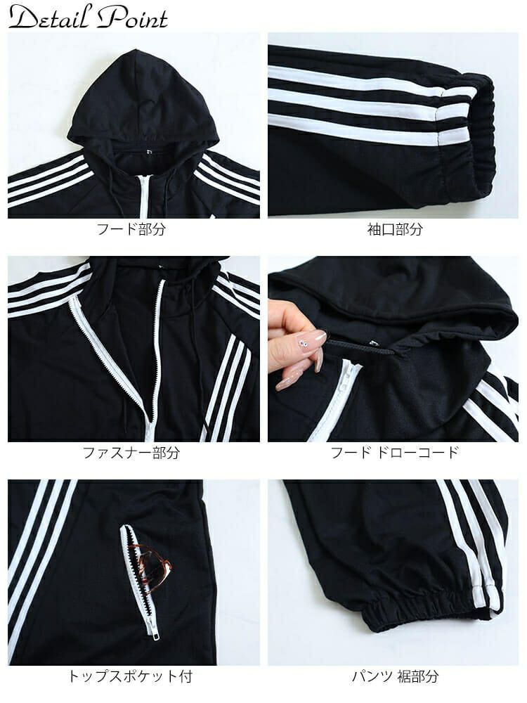 大きいサイズ レディース アシンメトリーラインパーカー＆パンツセット　goldy-918