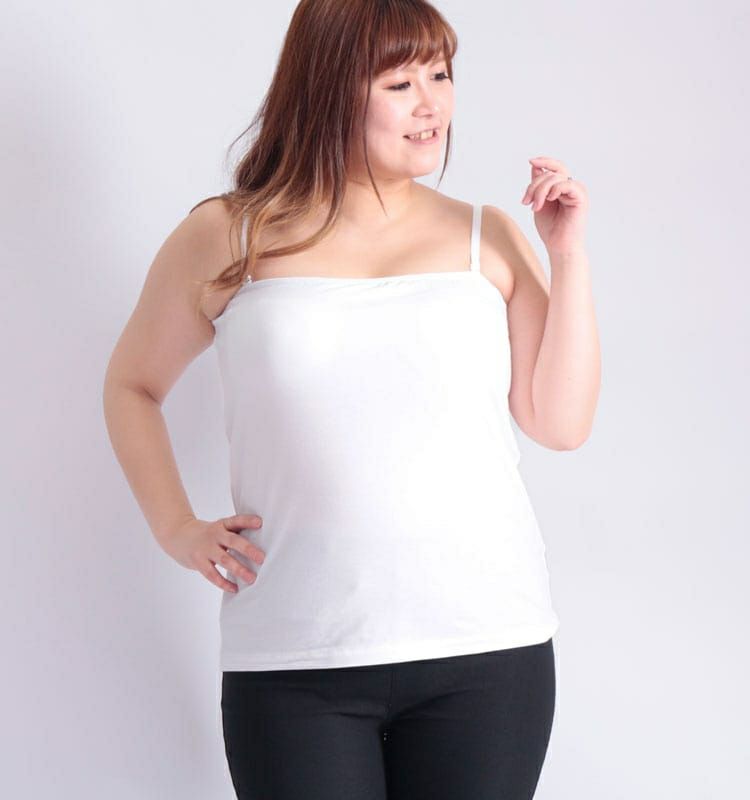 大きいサイズ レディース 接触冷感ブラカップ付きチューブトップキャミソール　toyo-012a 【メール便可】