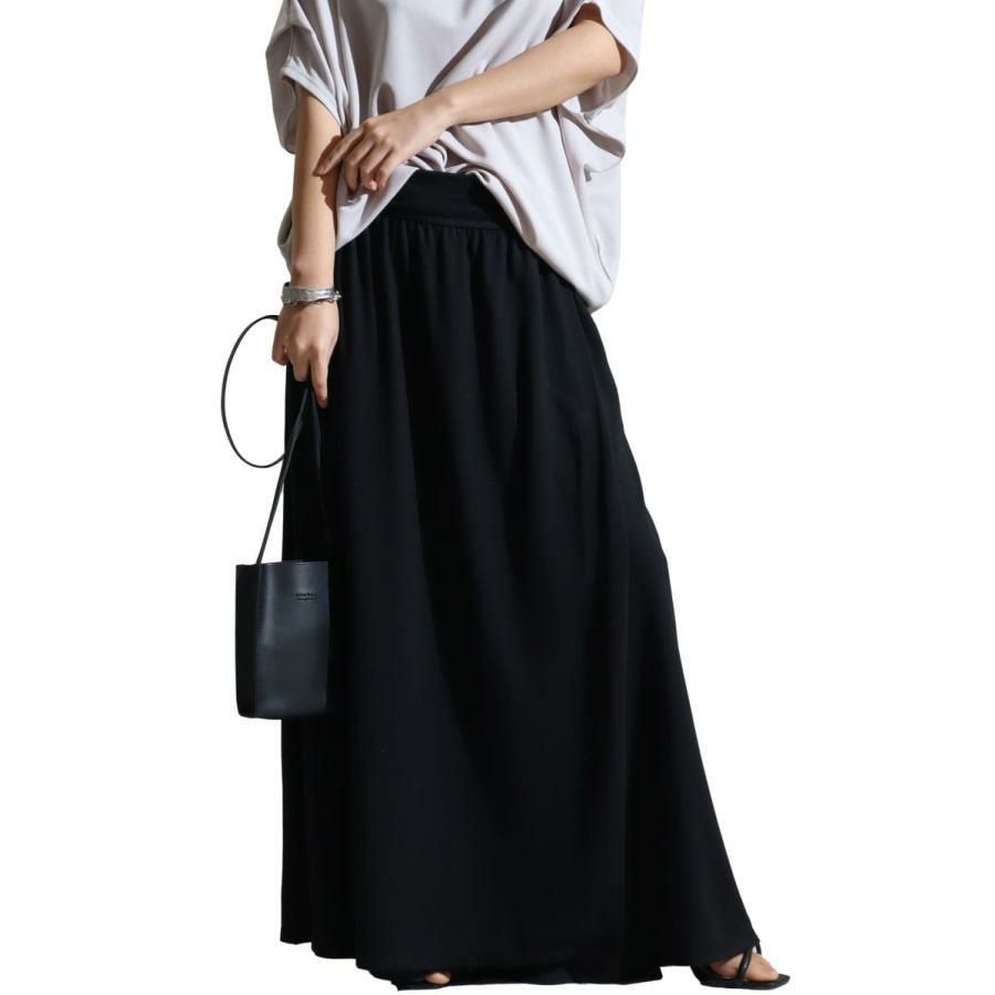 大きいサイズ レディース スカート風カフェパンツ　sw-0443 ブラック