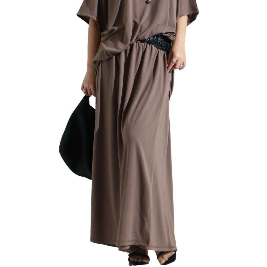 大きいサイズ レディース スカート風カフェパンツ　sw-0443 モカ