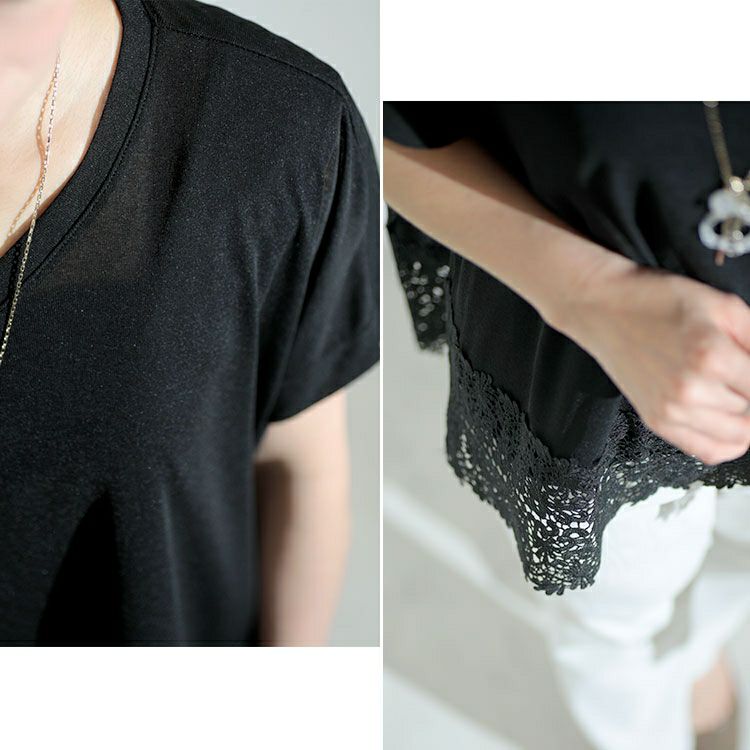 大きいサイズ レディース 裾レースシアーポンチョトップス　kt-22001