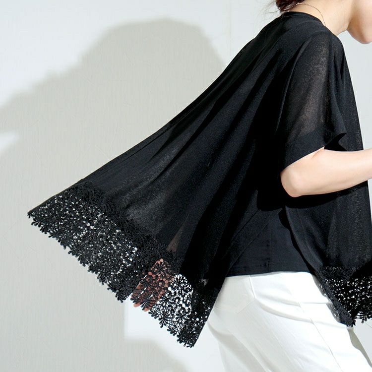 大きいサイズ レディース 裾レースシアーポンチョトップス　kt-22001