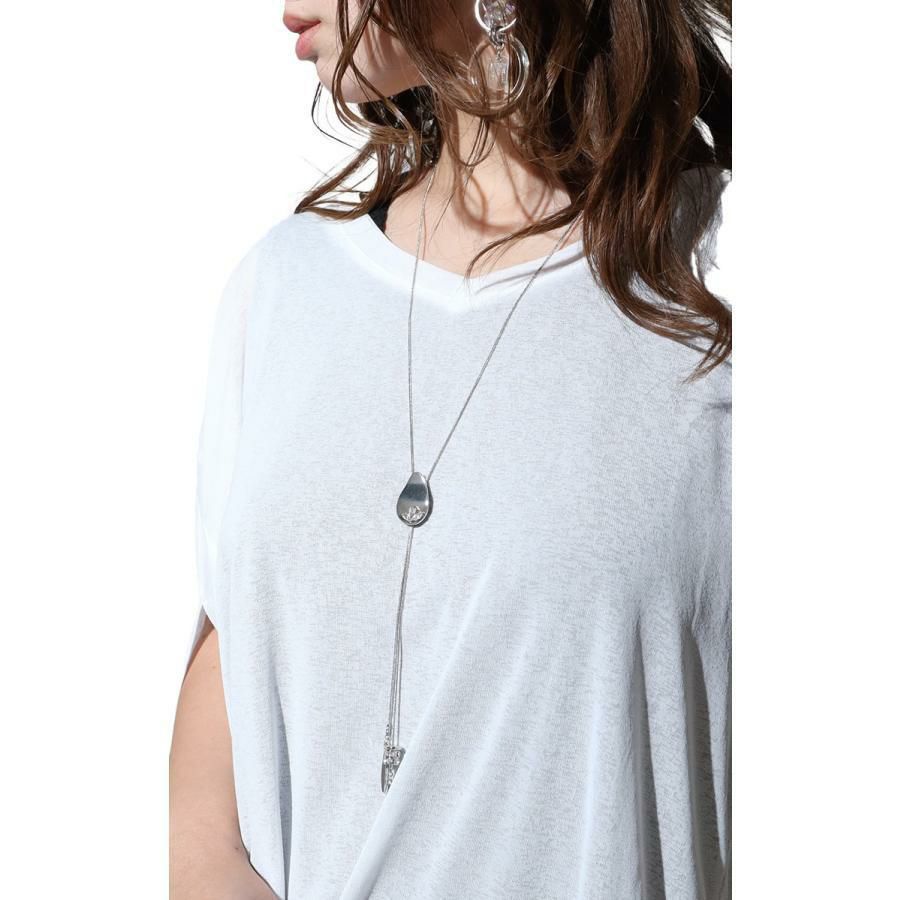 大きいサイズ レディース スライドチェーンネックレス　humio-061 【メール便可】 シルバー