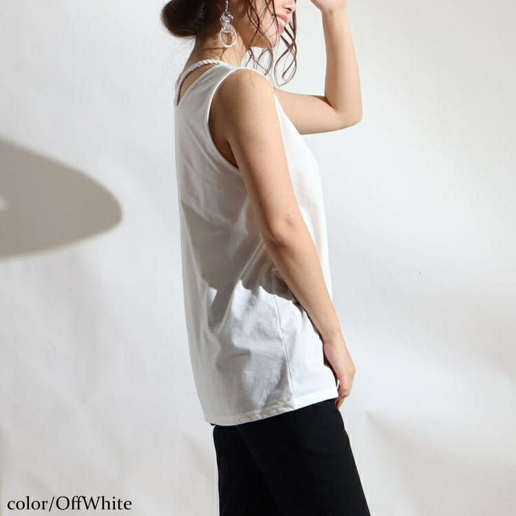 大きいサイズ レディース 吸水速乾三つ編みタンクトップ　mncut-122217 【メール便可】