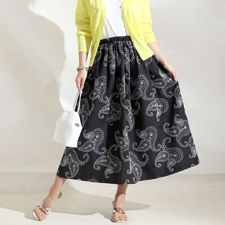 大きいサイズ レディース ペイズリー柄刺繍ロングスカート　u2-0042