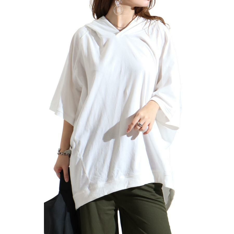 大きいサイズ レディース オーバーコクーンプルオーバーパーカー　bai-0100 オフホワイト
