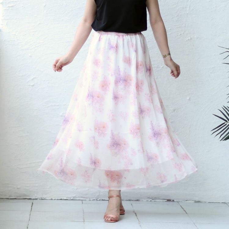 大きいサイズ レディース 花柄ロングスカート　jp408 【メール便可】