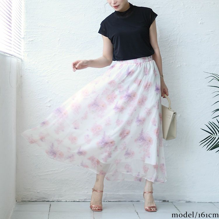 大きいサイズ レディース 花柄ロングスカート　jp408 【メール便可】
