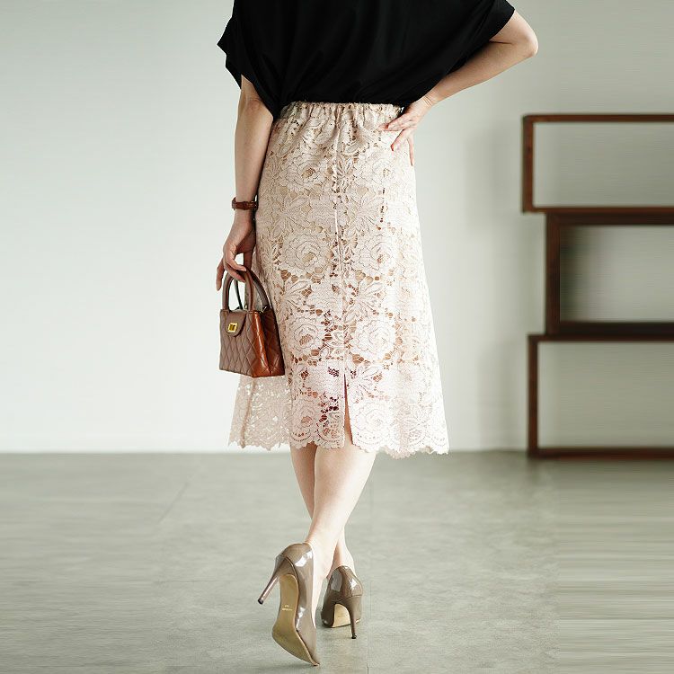 大きいサイズ レディース 総レーススカート　mncut-122171 【メール便可】