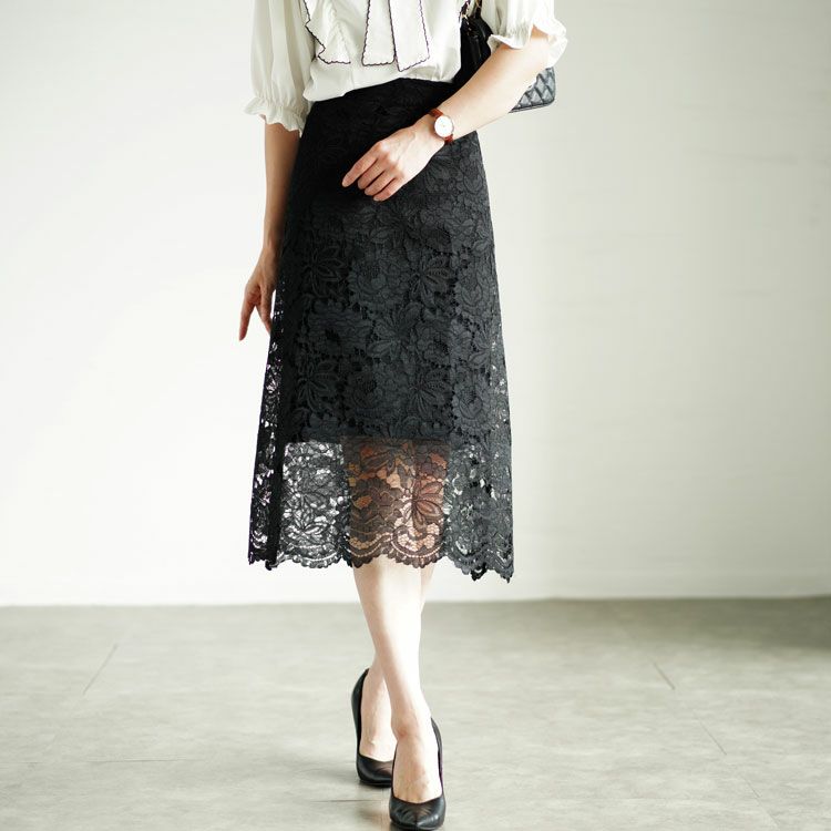 大きいサイズ レディース 総レーススカート　mncut-122171 【メール便可】