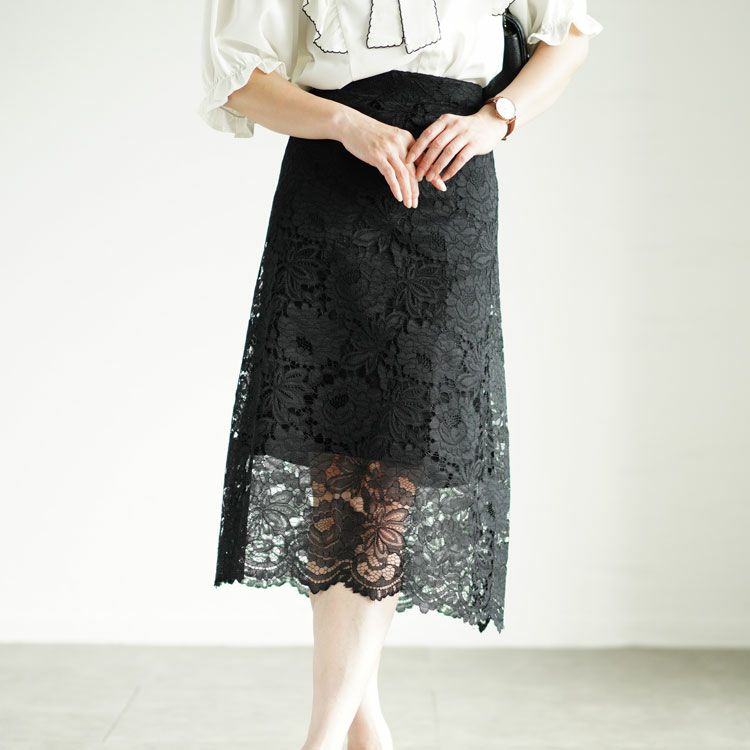 大きいサイズ レディース 総レーススカート　mncut-122171 【メール便可】