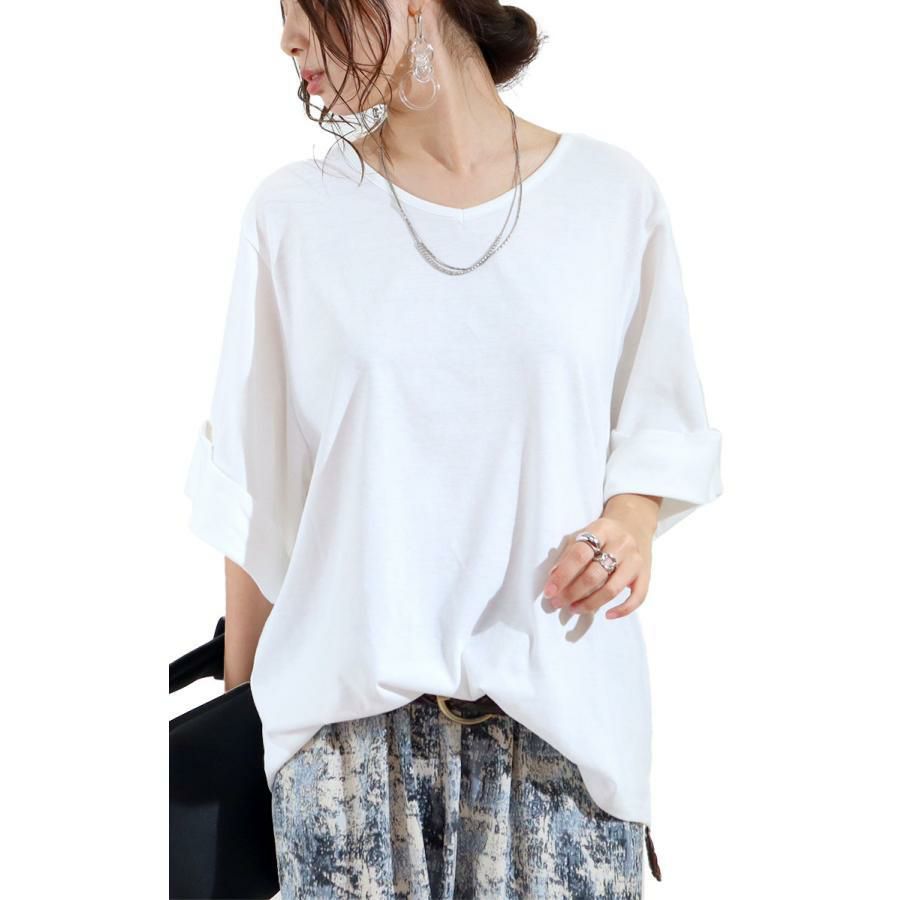 大きいサイズ レディース 接触冷感袖コンシャスカットソー　kt-22010 オフホワイト