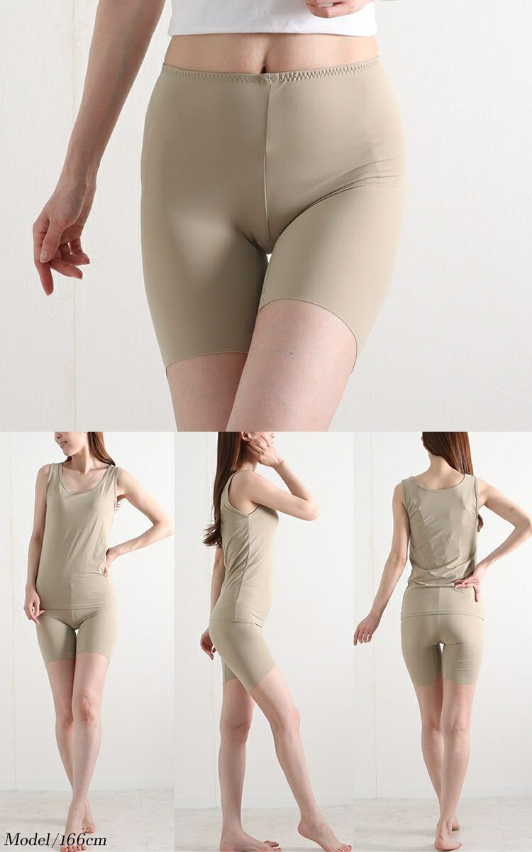 大きいサイズ レディース 接触冷感＆吸水速乾 3分丈 シームレスインナーパンツ 【メール便可】　mo-015