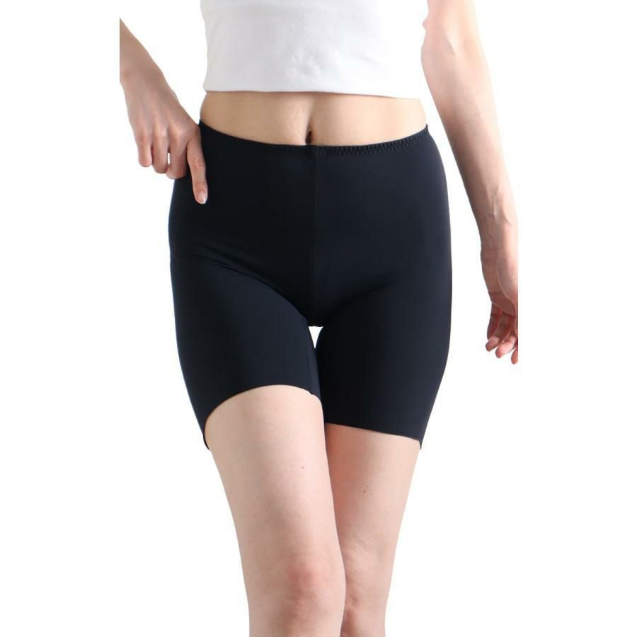 大きいサイズ レディース 接触冷感＆吸水速乾 3分丈 シームレスインナーパンツ 【メール便可】　mo-015 ブラック
